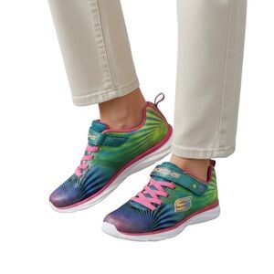 Skechers Women's Vibrant Green and Pink Sneakers